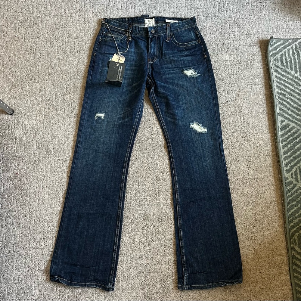 VTG Jimmy Taverniti So Men’s Boot Cut Jeans Sz 33 Beat Up Vintage Resin Y2K NWT - Picture 2 of 15